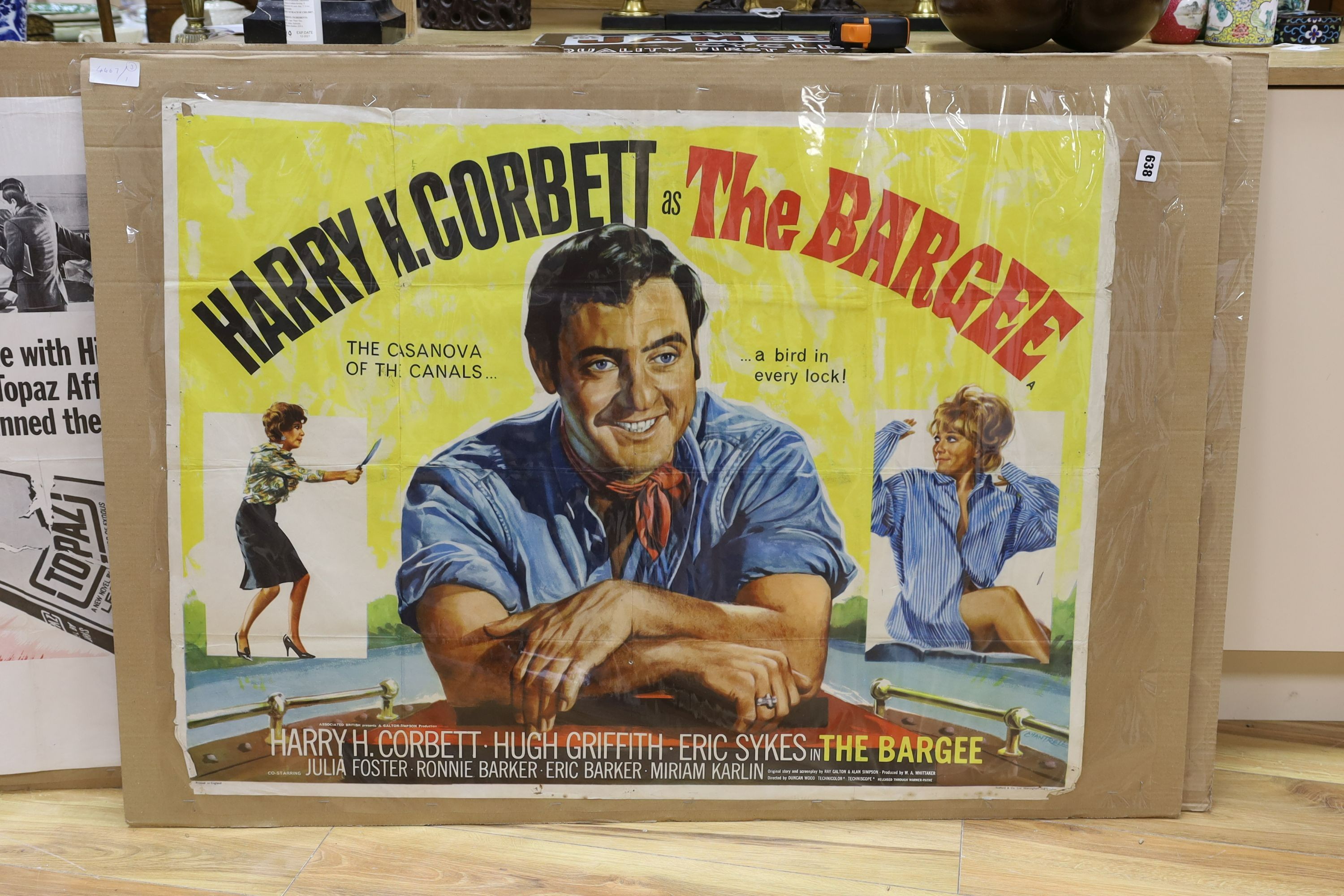 Three original film quad posters from 1960’s: The Bargee, The 14 and Topaz